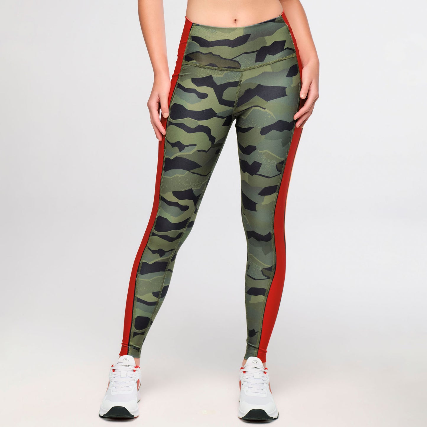 Zumba Explore High Waisted Ankle Leggings With Side Panels - Olive Expedition
