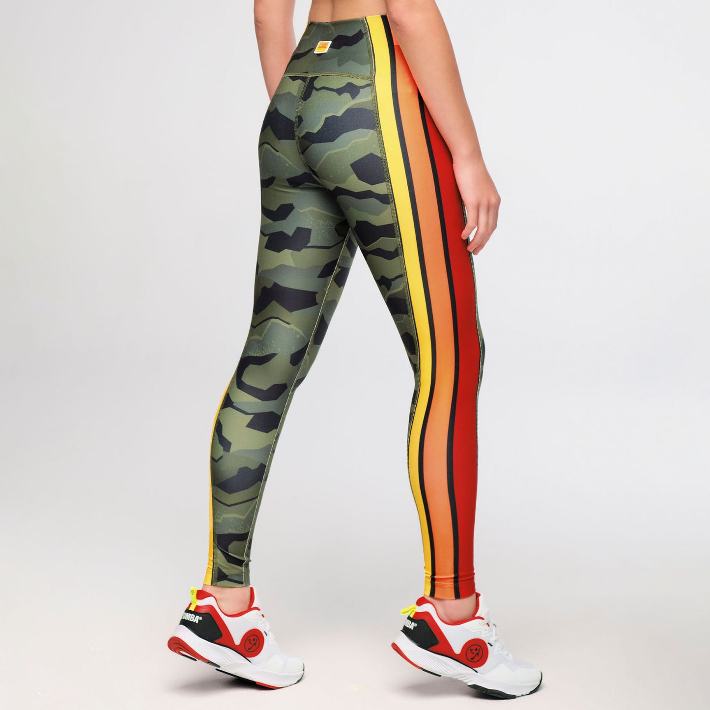 Zumba Explore High Waisted Ankle Leggings With Side Panels - Olive Expedition