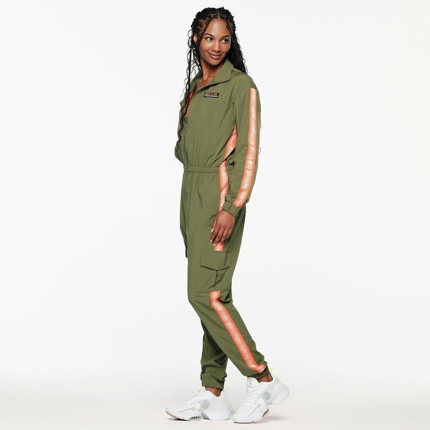 ZW X GW Mock Neck Woven Cargo Jumpsuit