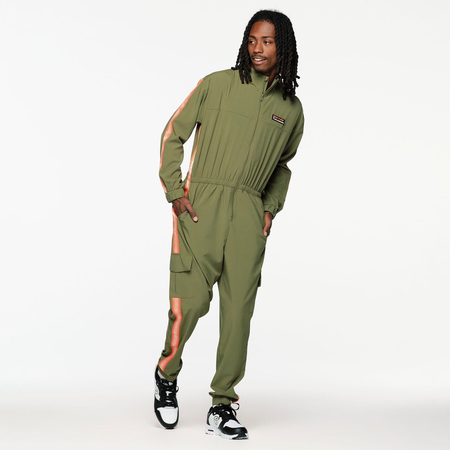 ZW X GW Mock Neck Woven Cargo Jumpsuit