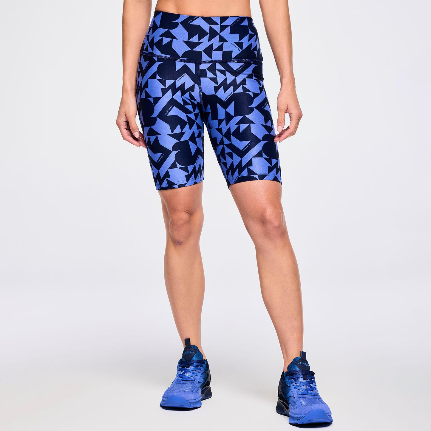 Zumba Out Loud High Waisted Biker Shorts - Navy/Purple