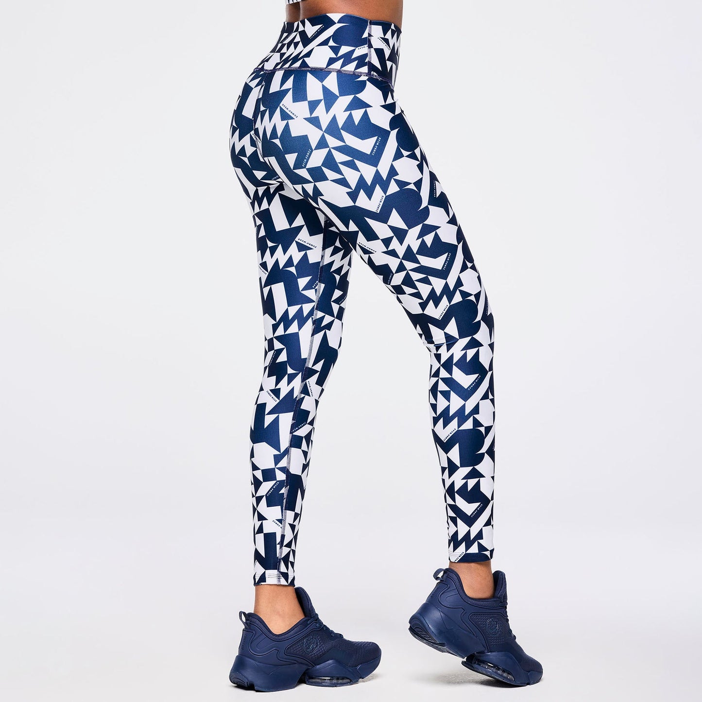 Zumba Out Loud High Waisted Ankle Leggings - Navy/White