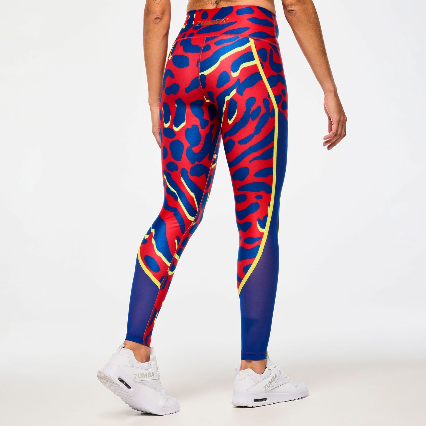 Victory High Waisted Ankle Leggings With Side Inserts - Red/Blue