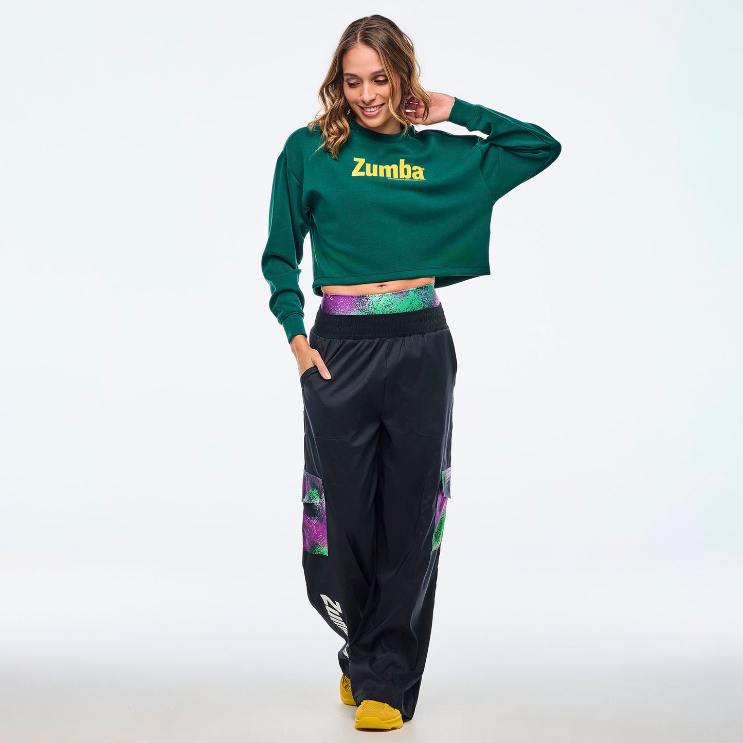 Apres Zumba Wide Leg Woven Cargo Pants