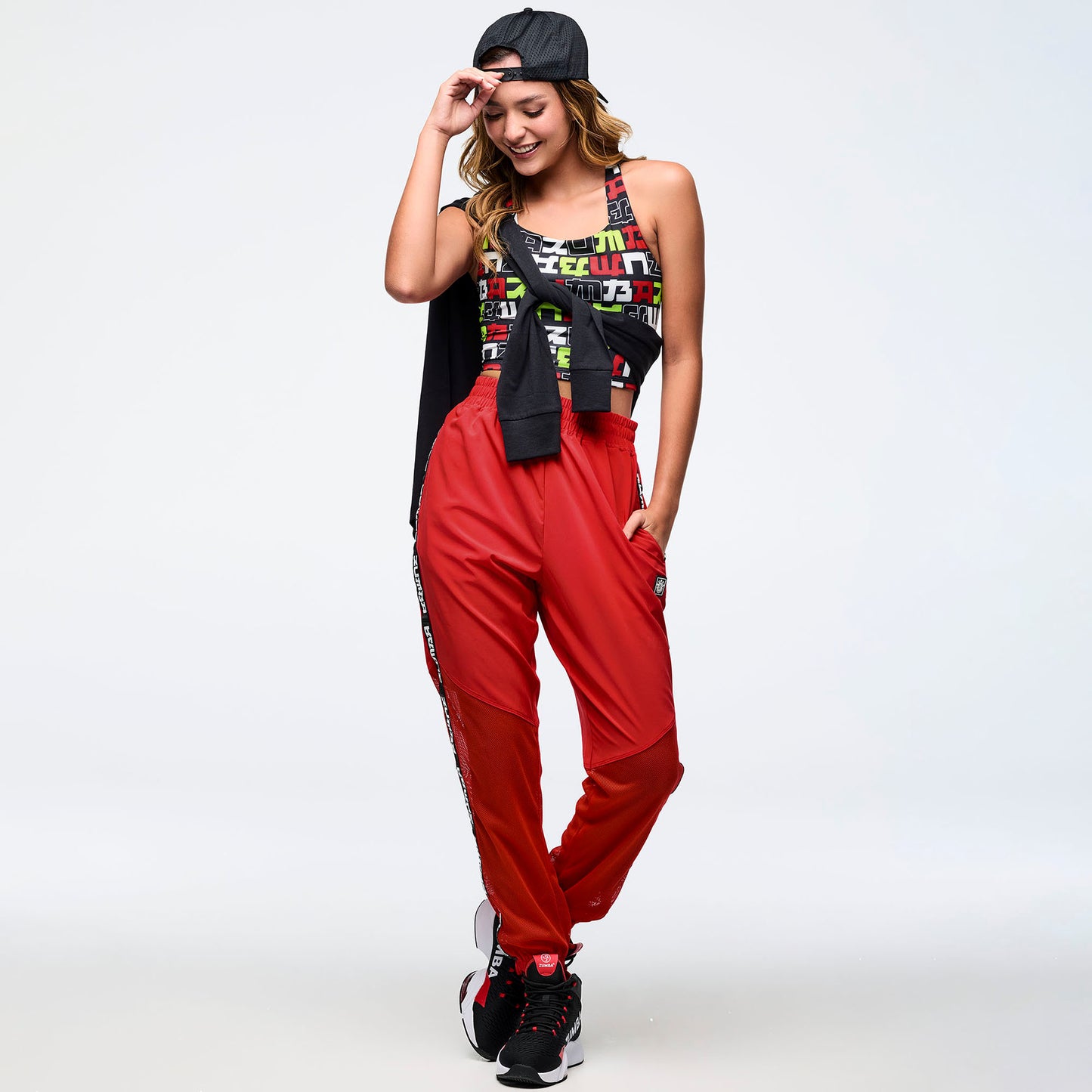 Eastern Flavor High Waisted Woven Track Pants With Mesh Z1B000708