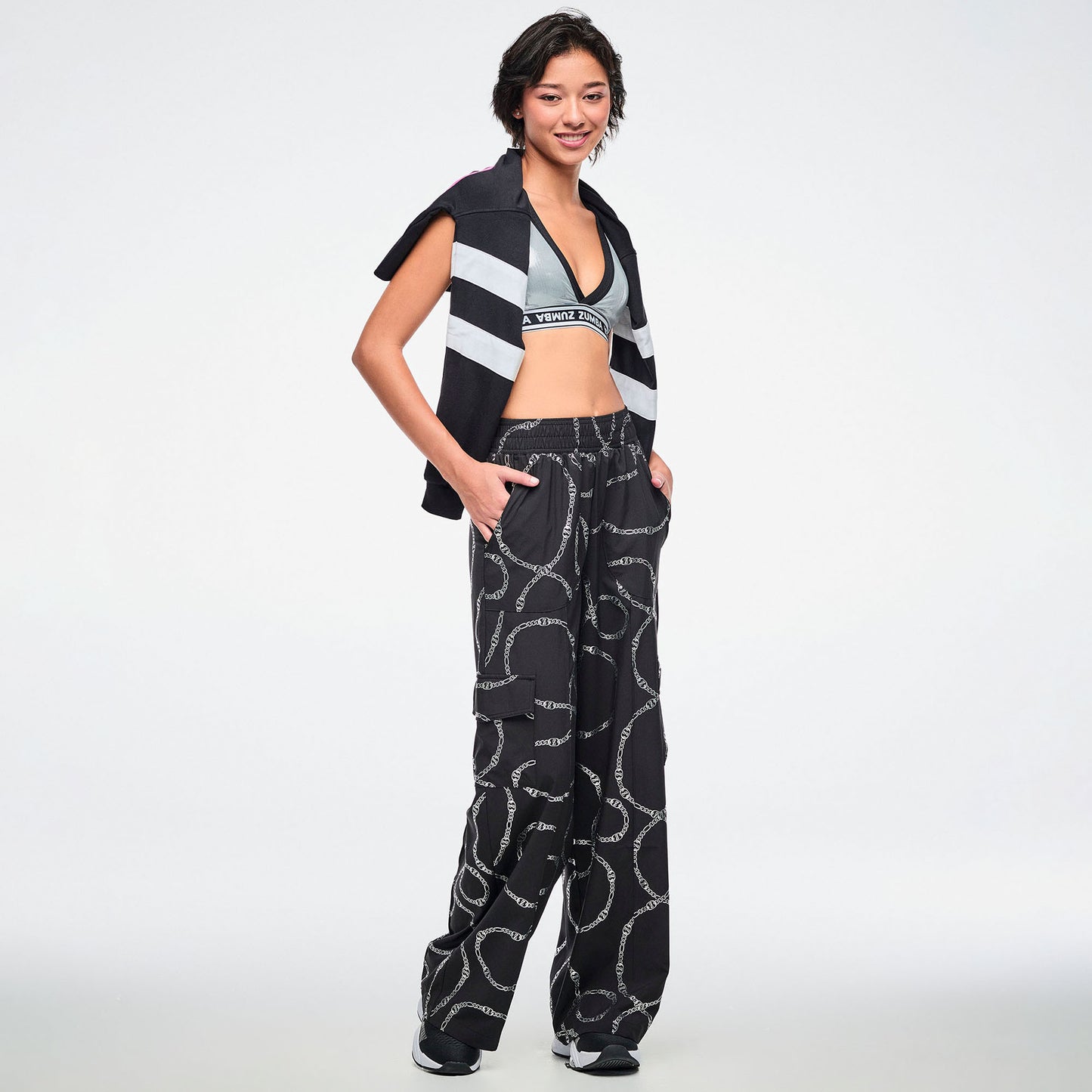 Dale-Z Woven Cargo Pants - Black/Silver Z1B000963