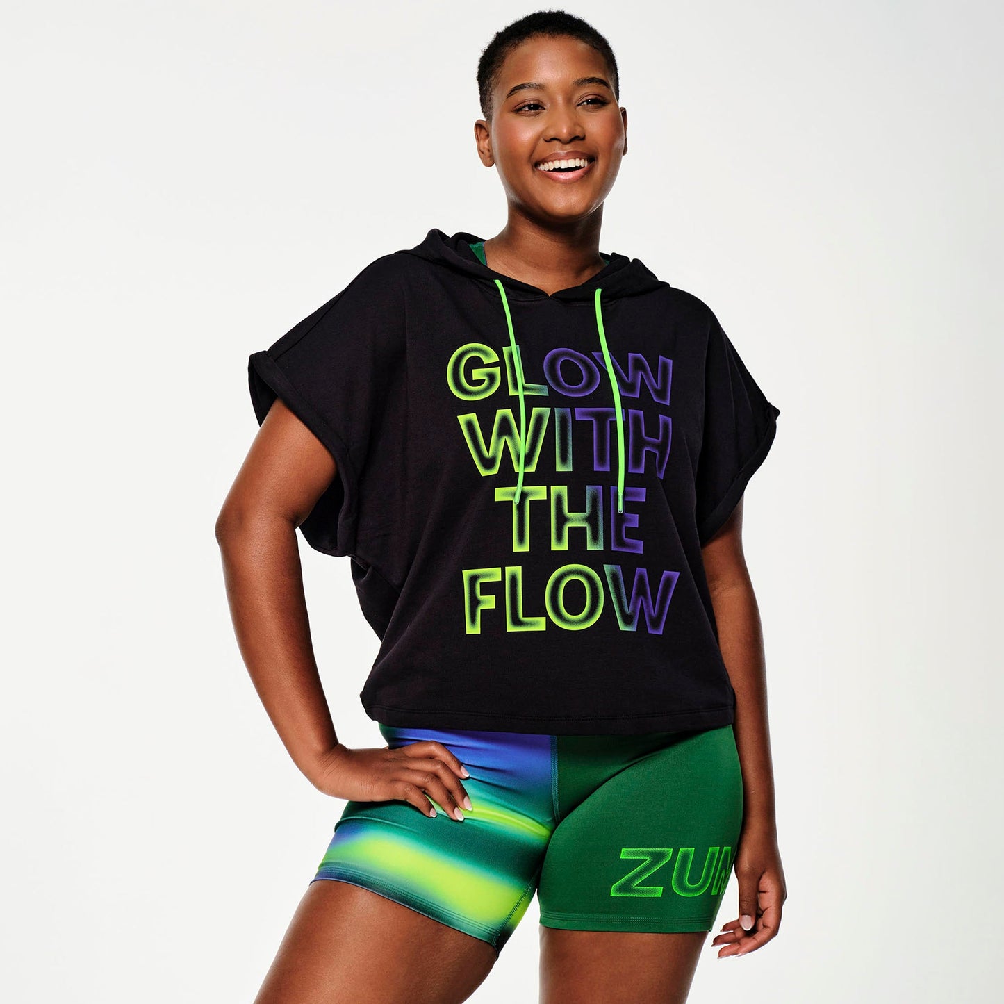 Zumba Glow Short Sleeve Crop Hoodie