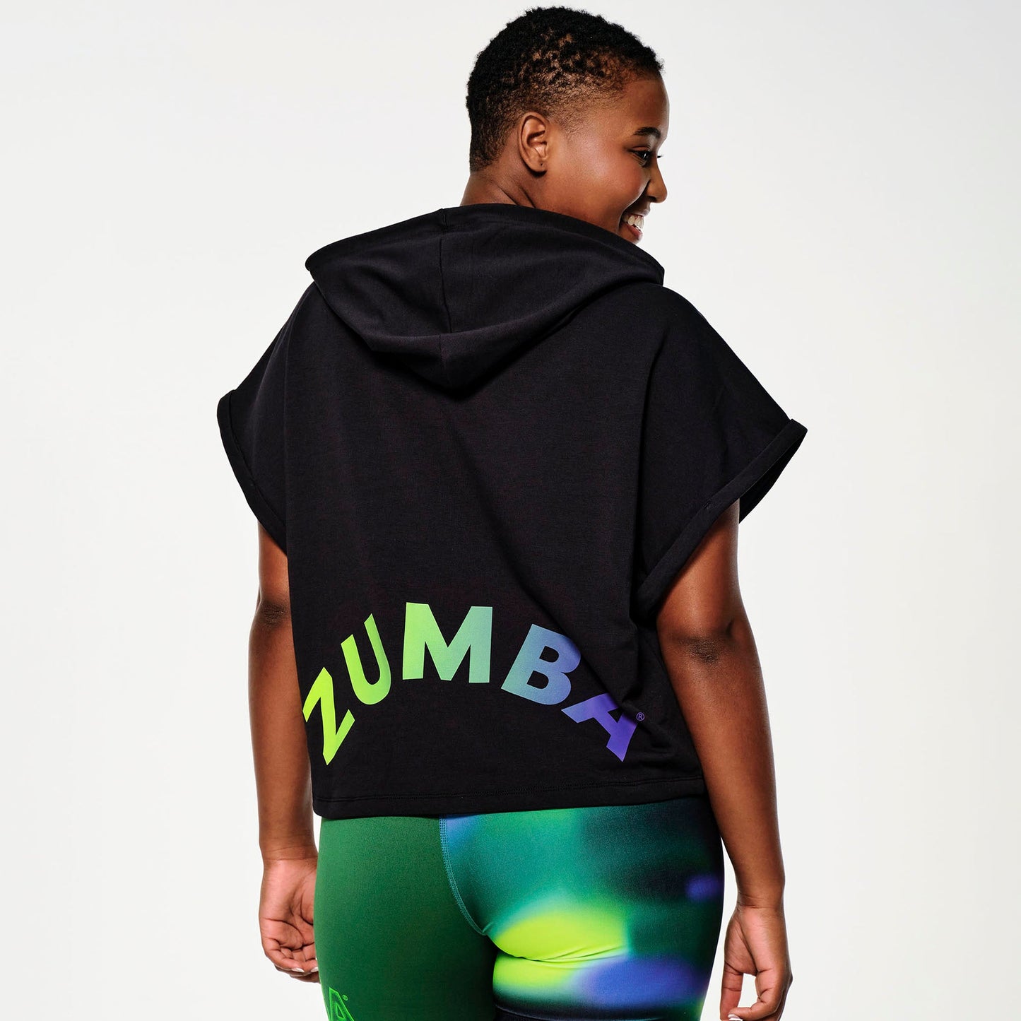 Zumba Glow Short Sleeve Crop Hoodie