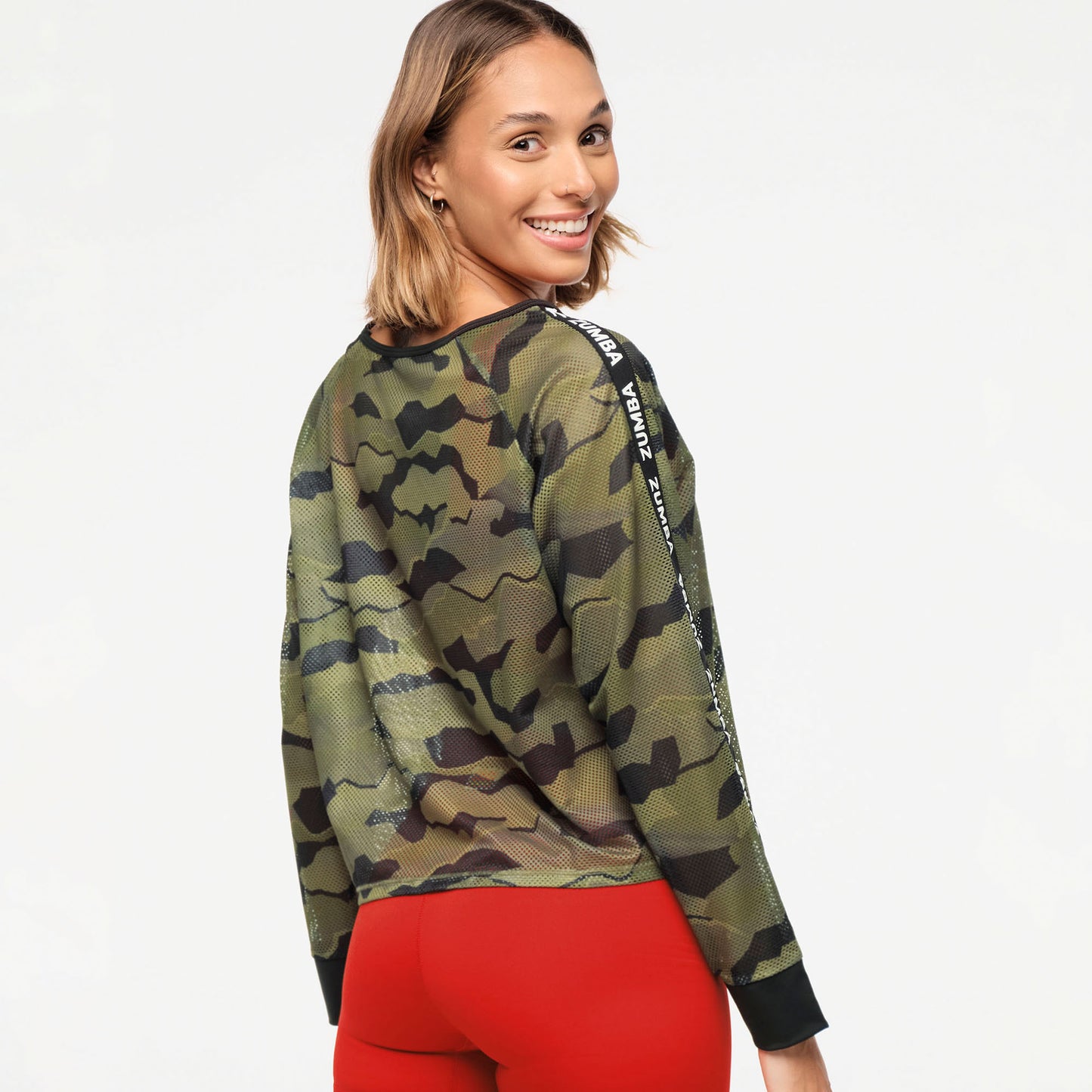 Zumba Explore Raglan Mesh Pullover - Olive Expedition