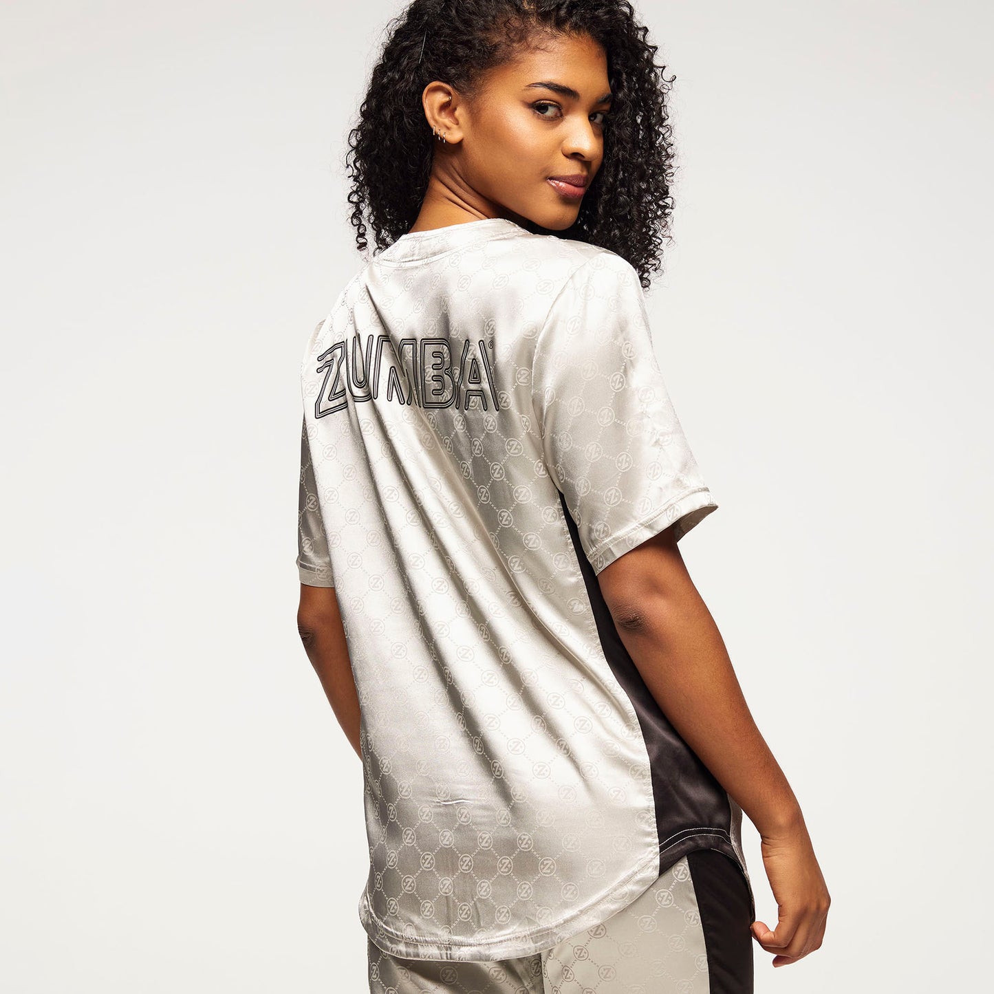 Zumba Runway Baseball Button Up Jersey - Silver