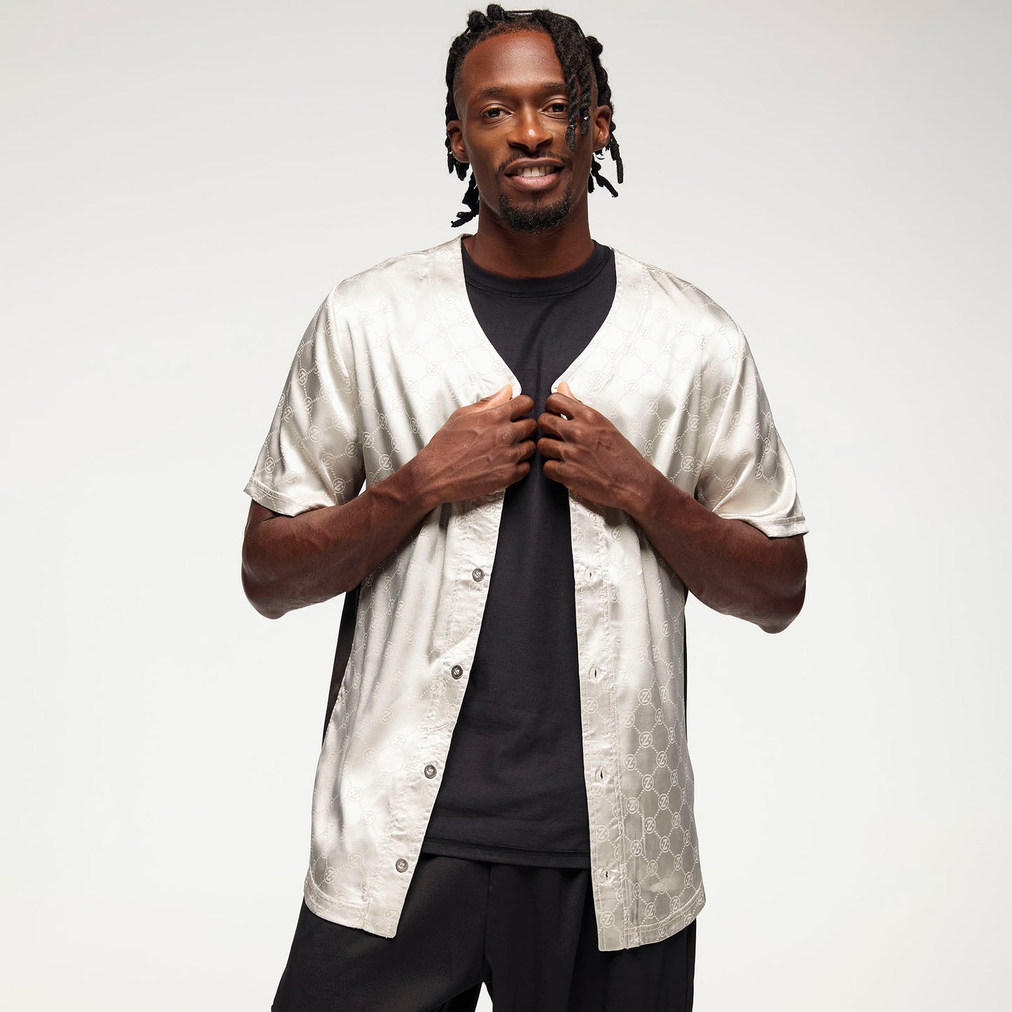 Zumba Runway Baseball Button Up Jersey - Silver