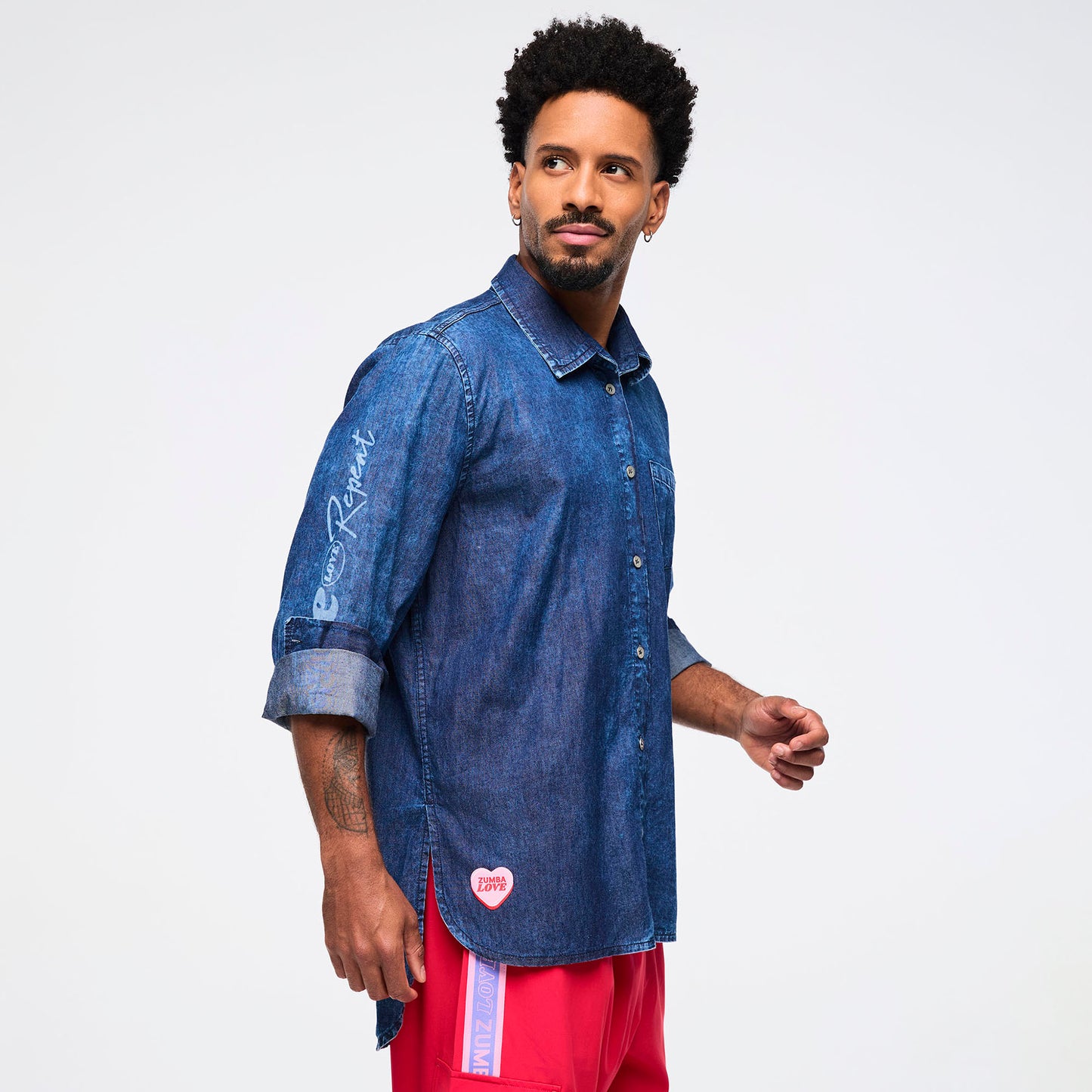 Zumba Love High-Low Button Down