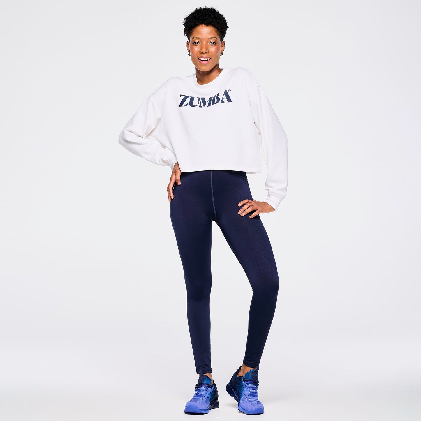 Zumba Out Loud Crew Neck Long Sleeve Oversized Crop Top
