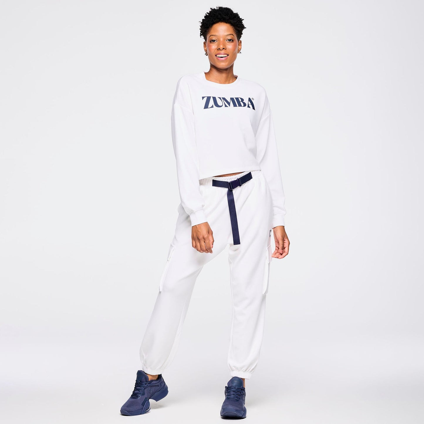 Zumba Out Loud Crew Neck Long Sleeve Oversized Crop Top
