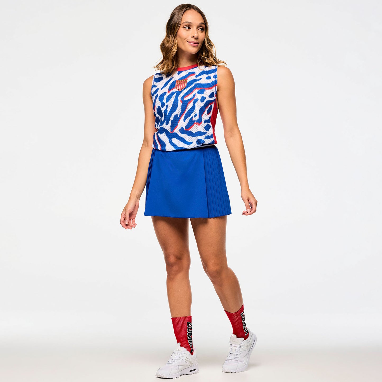 Victory Crew Neck Muscle Tank - White/Blue