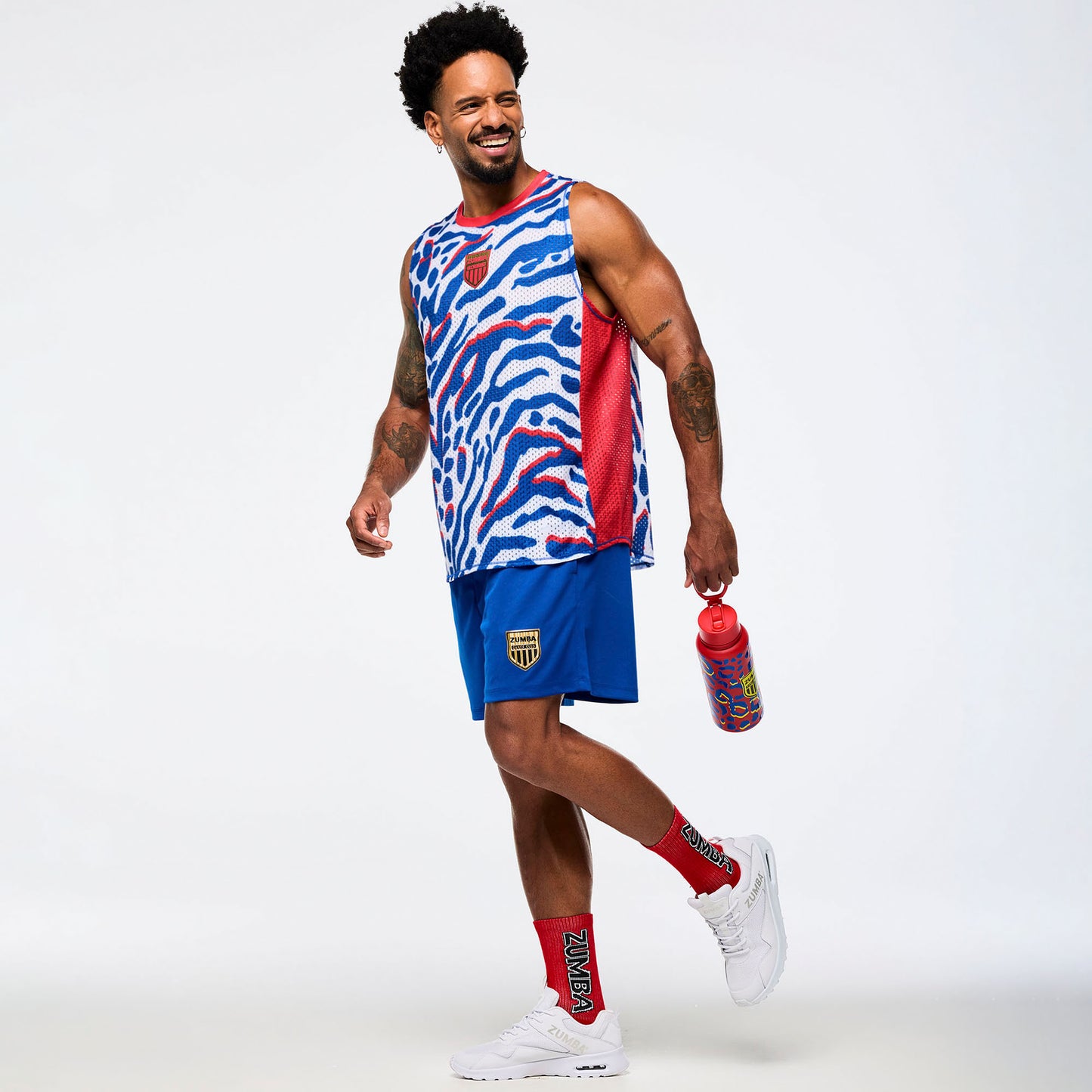 Victory Crew Neck Muscle Tank - White/Blue