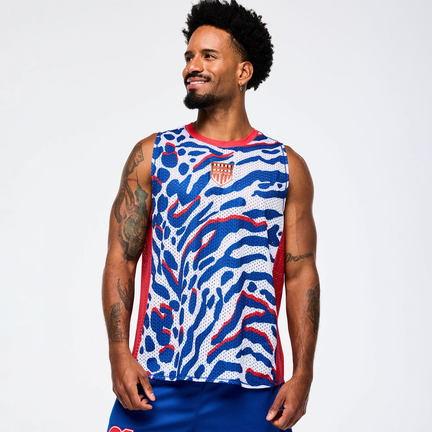 Victory Crew Neck Muscle Tank - White/Blue