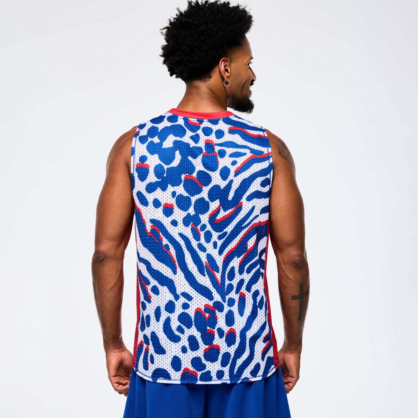 Victory Crew Neck Muscle Tank - White/Blue