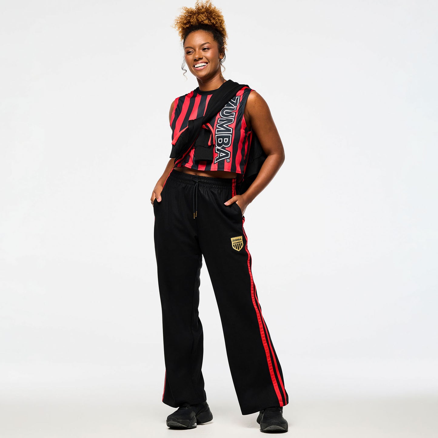 Victory Wide Leg Track Pants - Bold Black