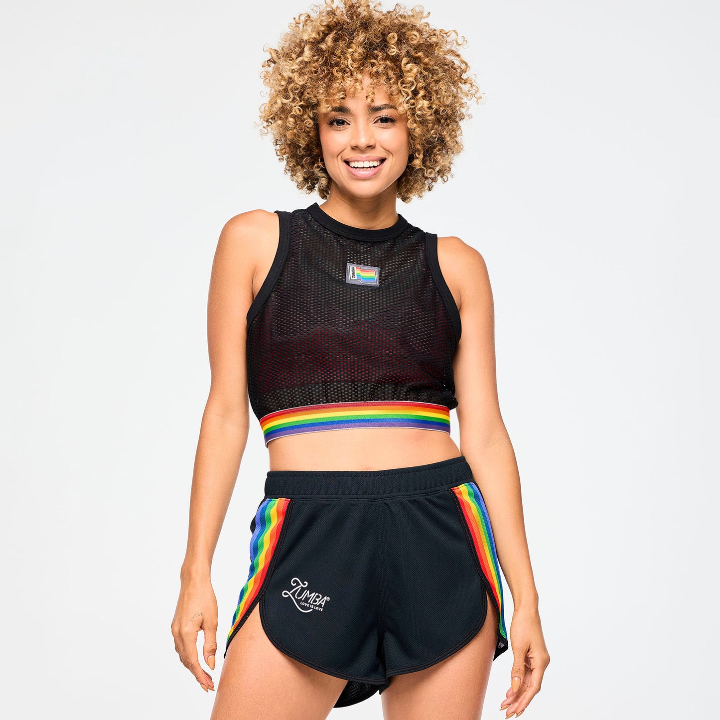 Zumba Crop Mesh Tank With Elastic Waistband