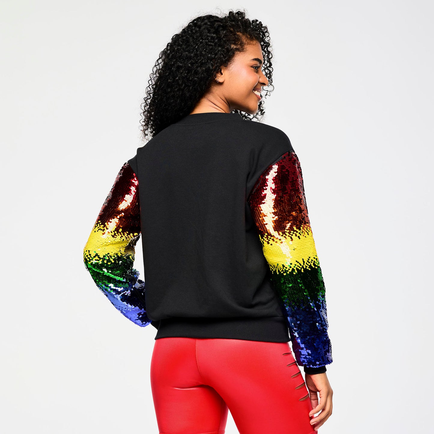Zumba Bomber Jacket With Sequin Sleeves
