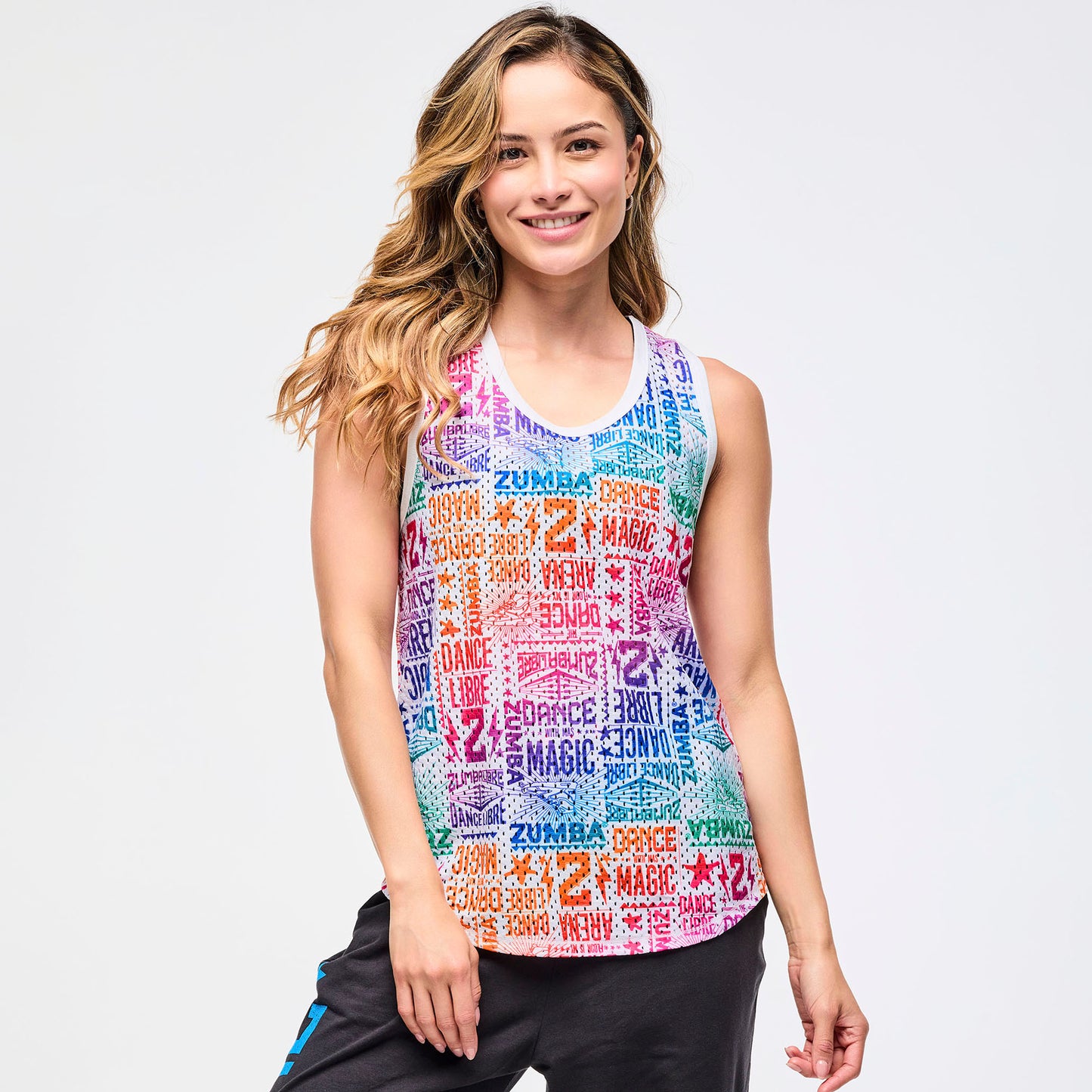 Zumba Libre Basketball Tank - White/Pink