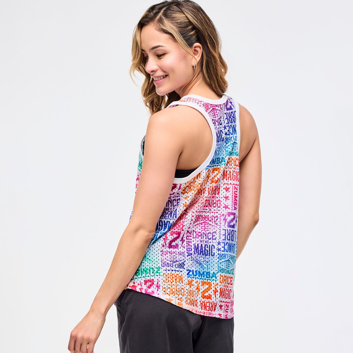 Zumba Libre Basketball Tank - White/Pink