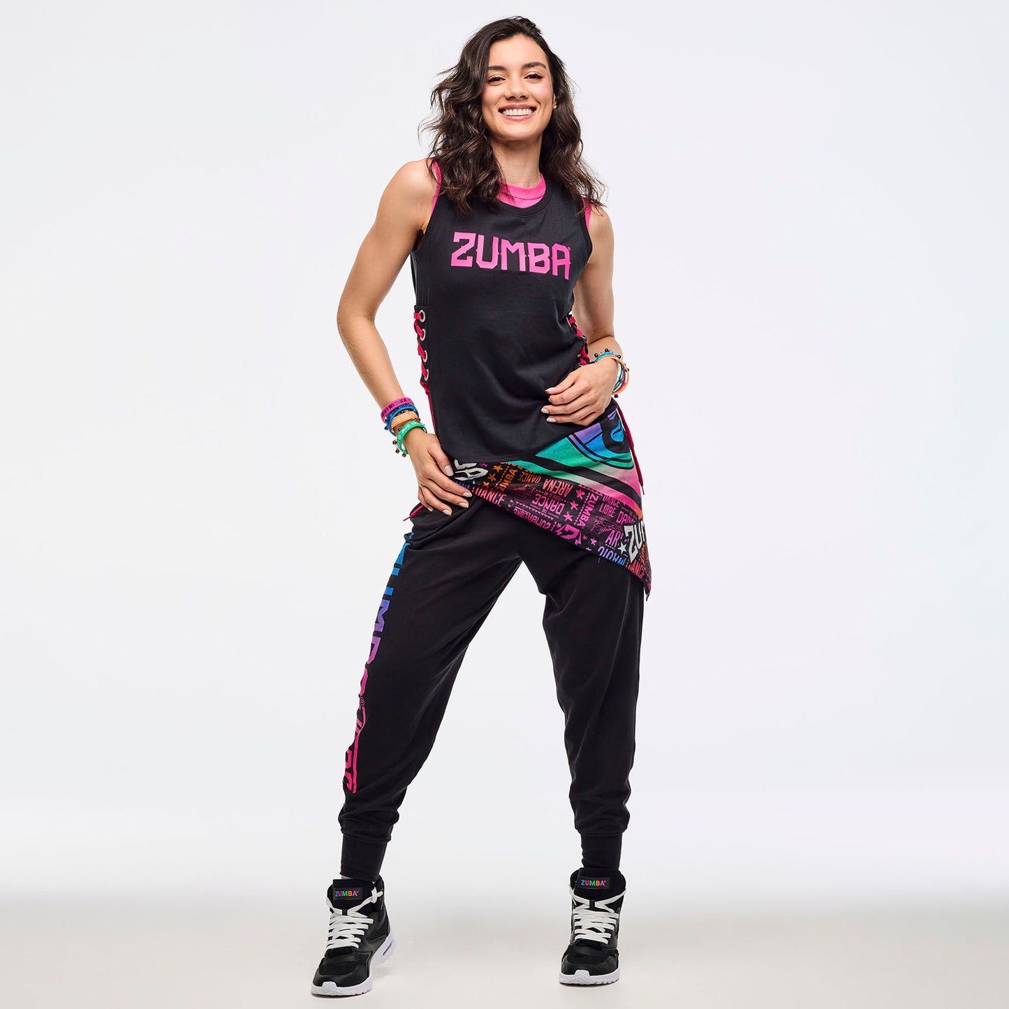 Zumba Libre Tank With Lace Up Detail - Bold Black