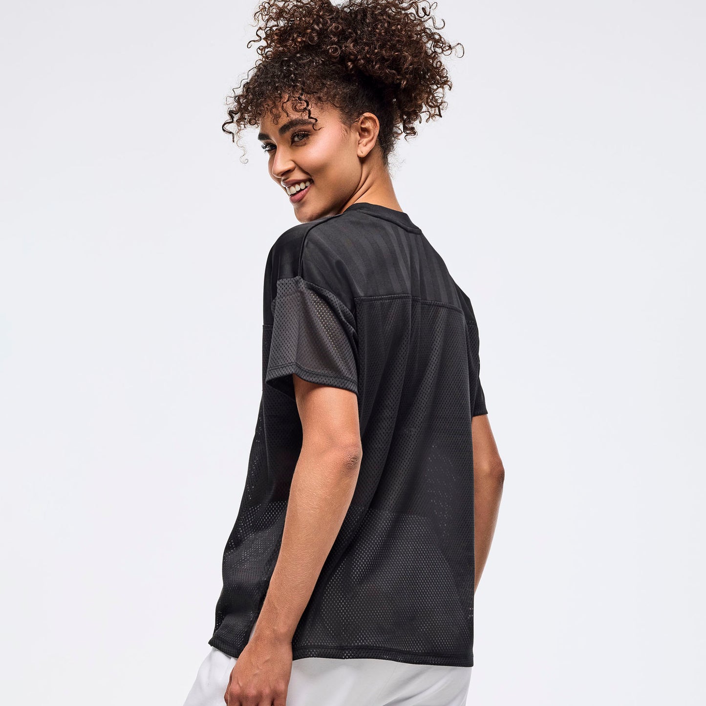 Zumba Sparkle V-Neck Mesh Top - Bold Black