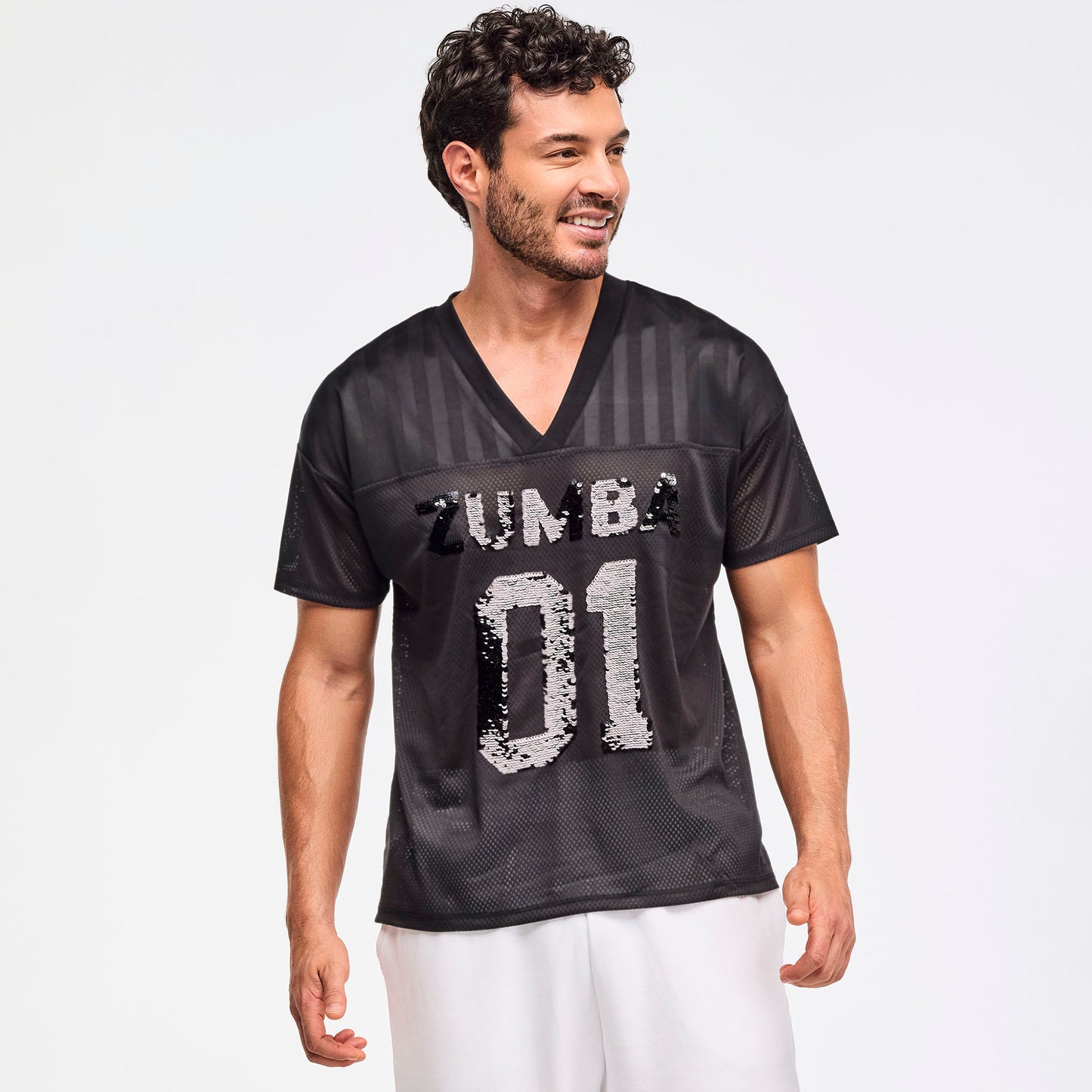Zumba Sparkle V-Neck Mesh Top - Bold Black