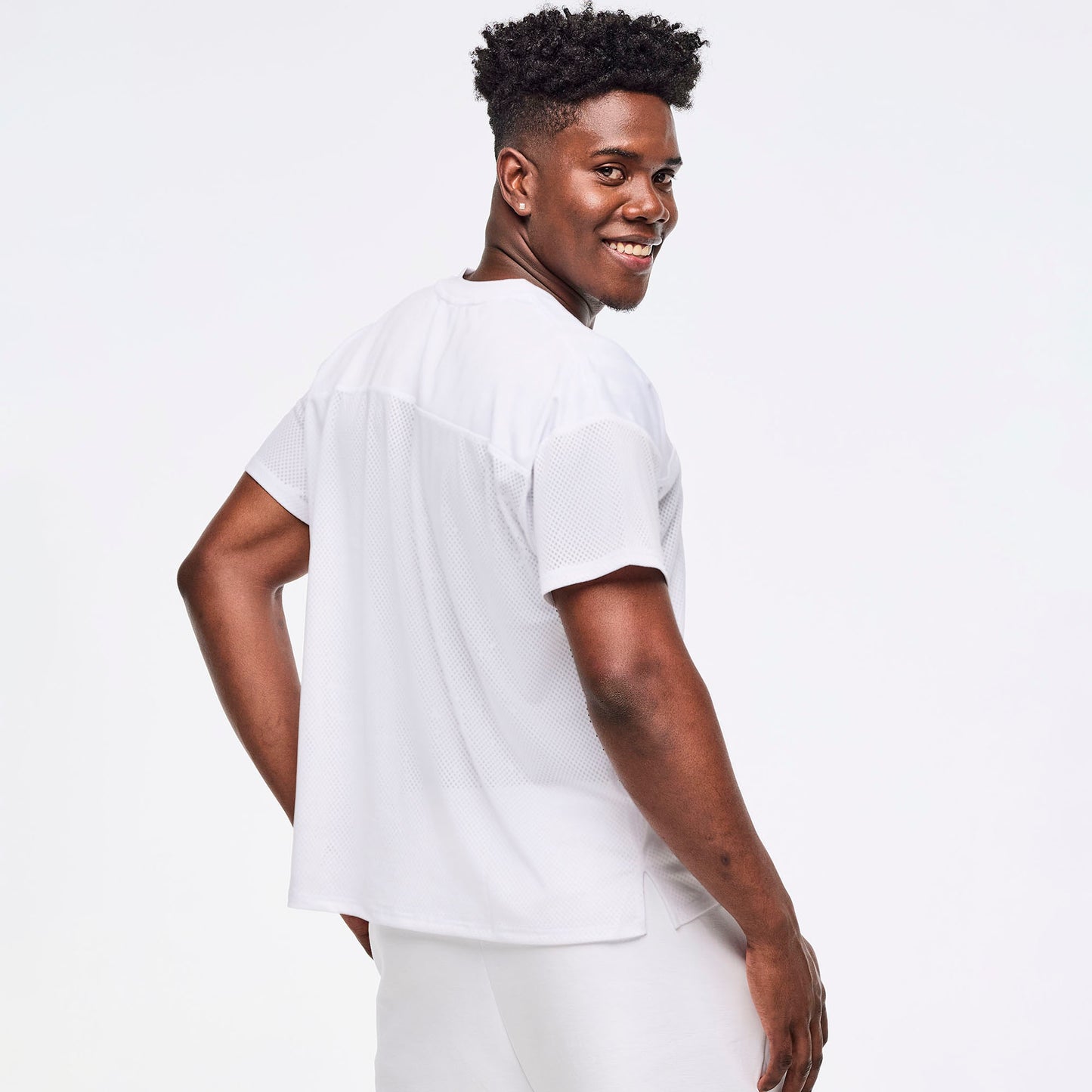 Zumba Sparkle V-Neck Mesh Top - Wear It Out White
