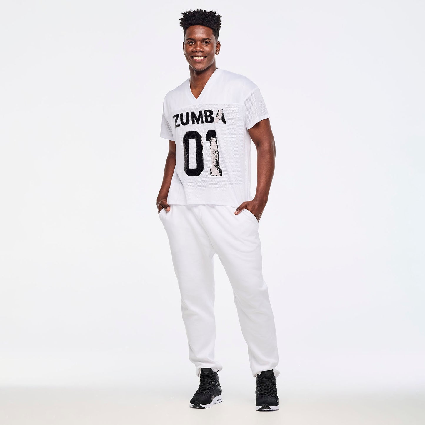 Zumba Sparkle V-Neck Mesh Top - Wear It Out White