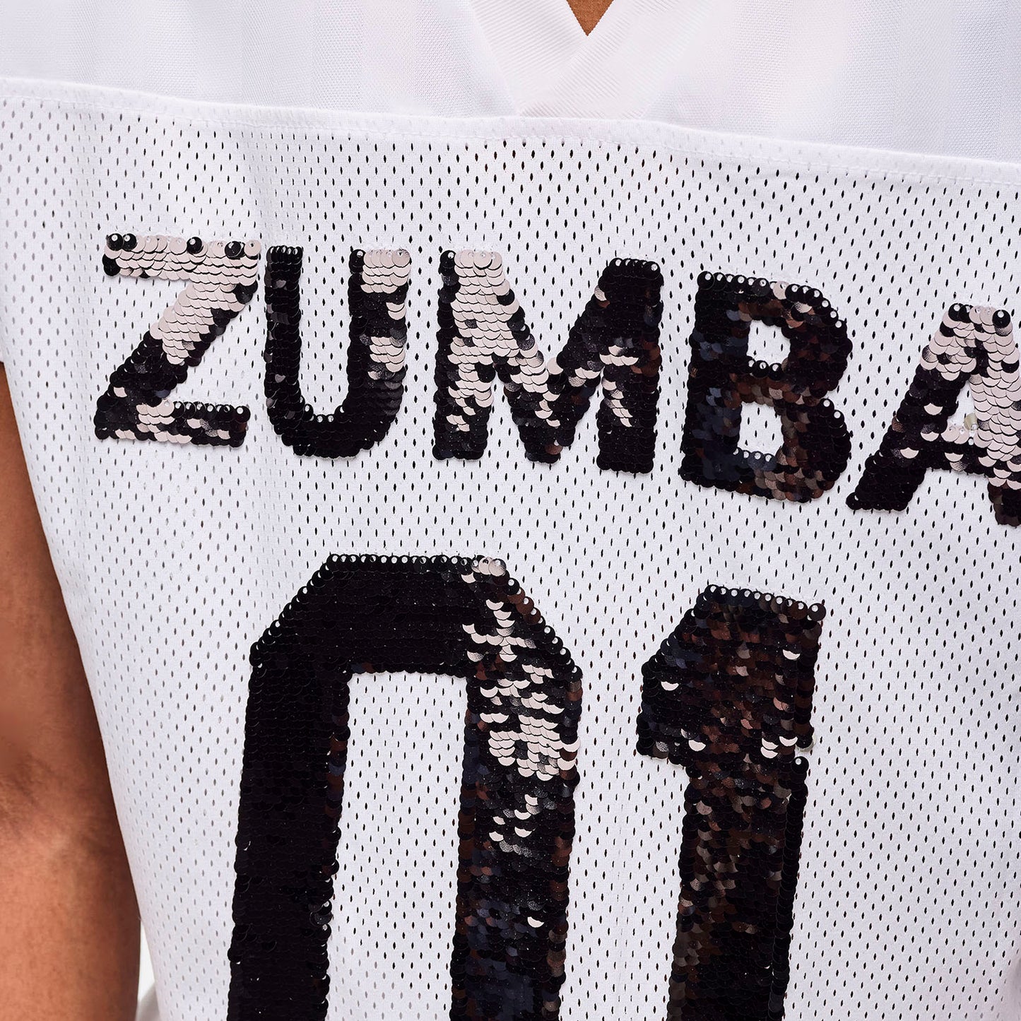 Zumba Sparkle V-Neck Mesh Top - Wear It Out White