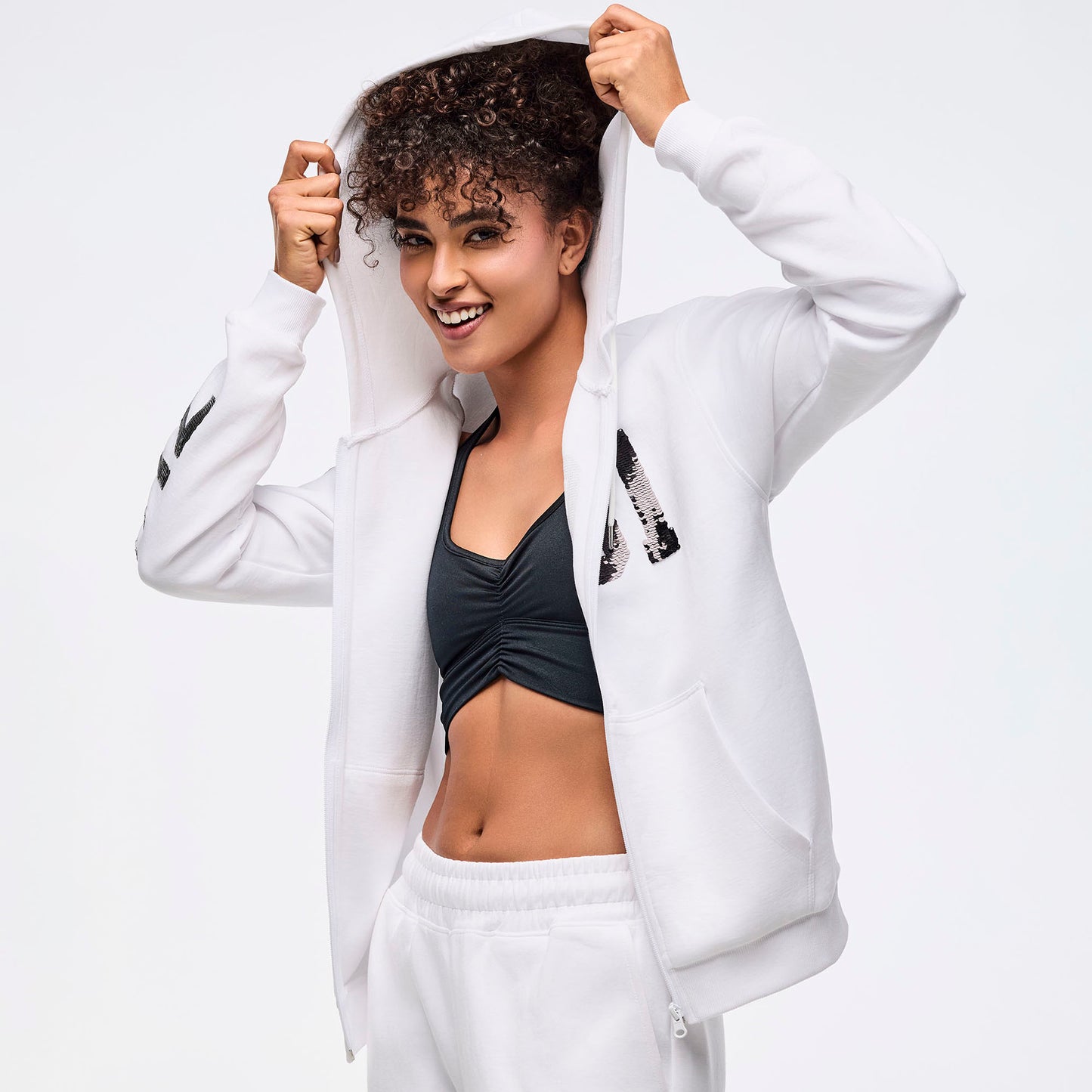 Zumba Sparkle Oversized Zip-Up Hoodie