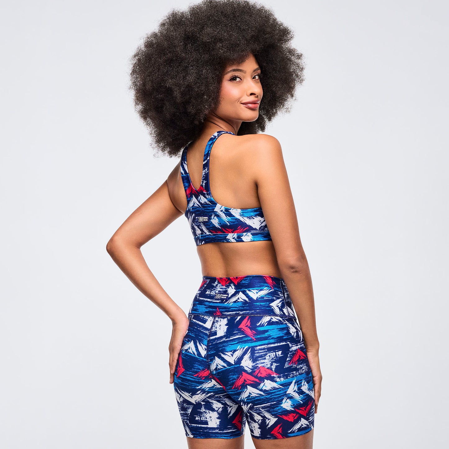 Apres Zumba Racerback Bra With Encased Elastic - Blue/White