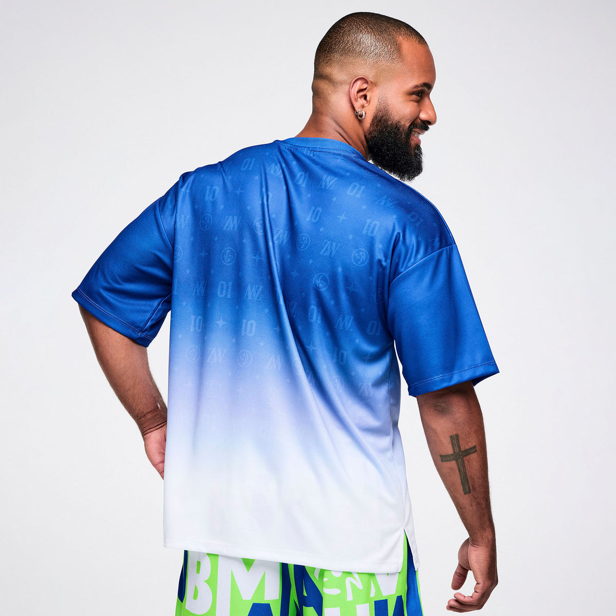 Dale-Z Oversized Drop Shoulder Tee -Blue/White Z1T001321