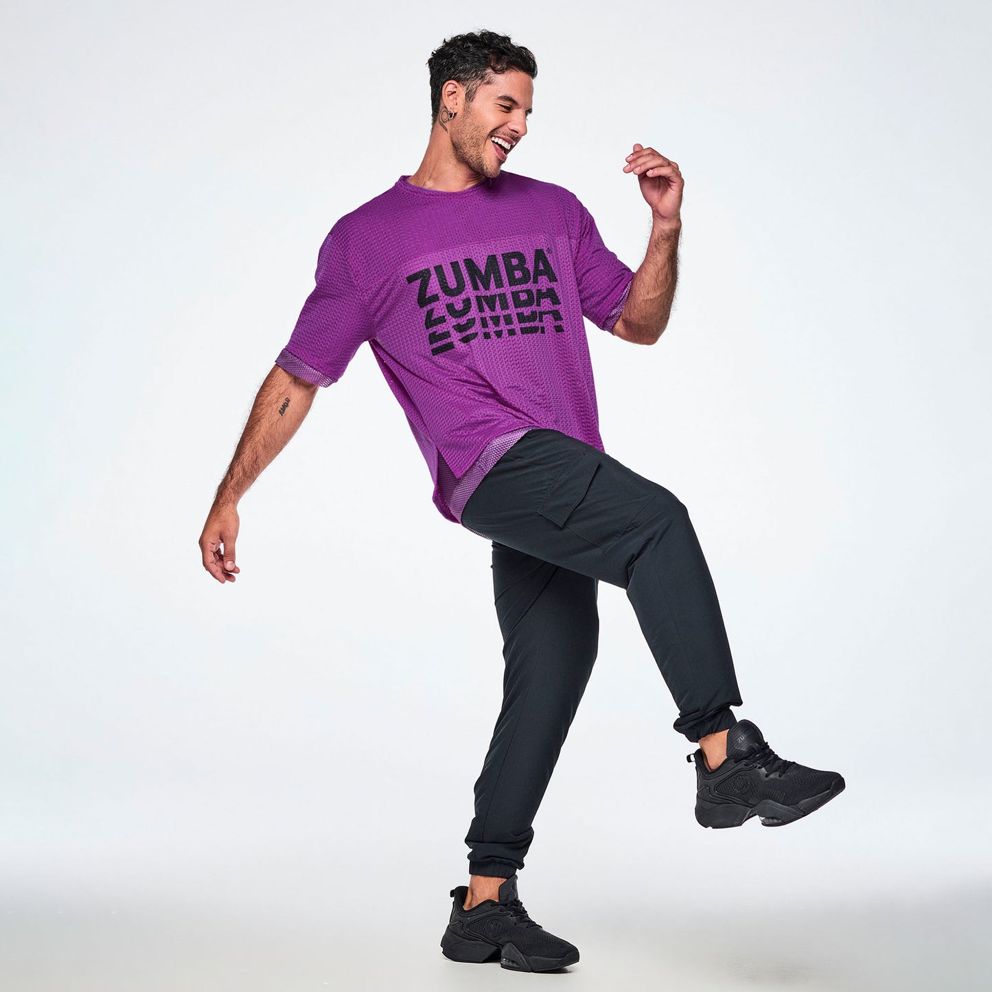 Ultrabright Mesh Boxy Top With Side Slits - Purple Power
