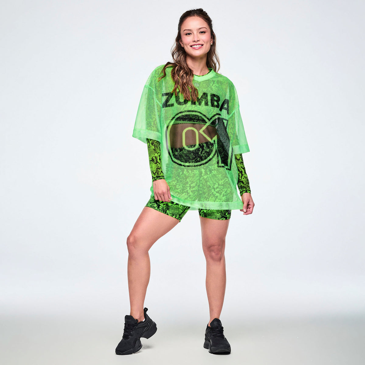 Ultrabright Oversized Mesh V-Neck Top - Get In Lime