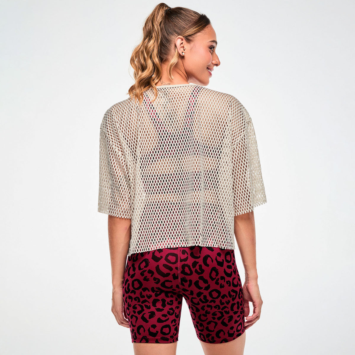 Zumba Mesh Crop Top - Beige