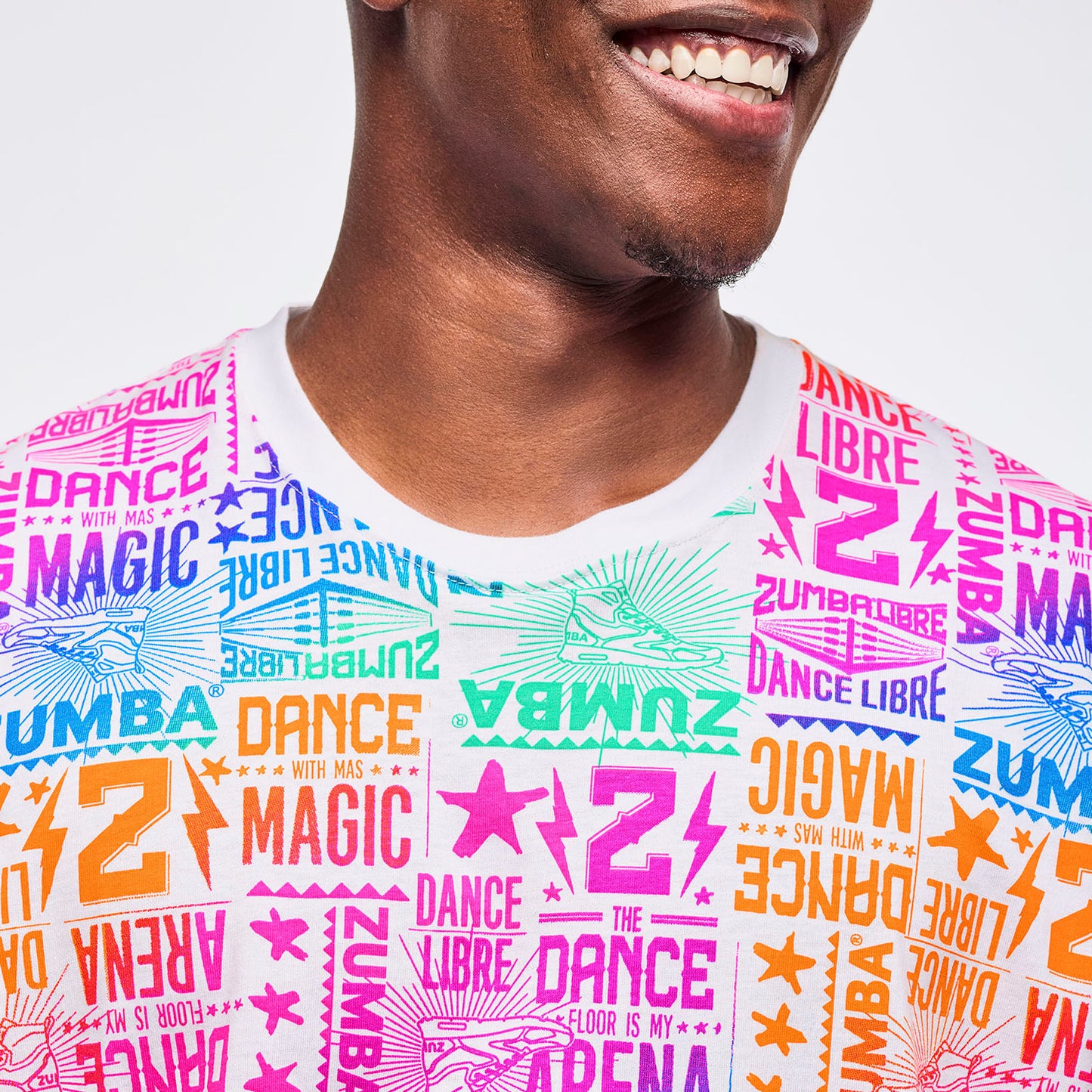 Zumba Libre Crew Neck Tee - White/Pink