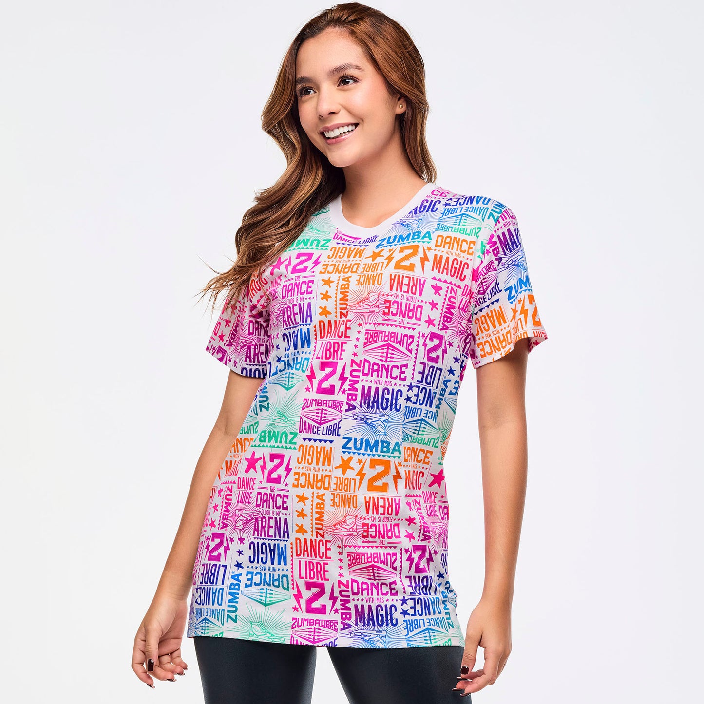 Zumba Libre Crew Neck Tee - White/Pink