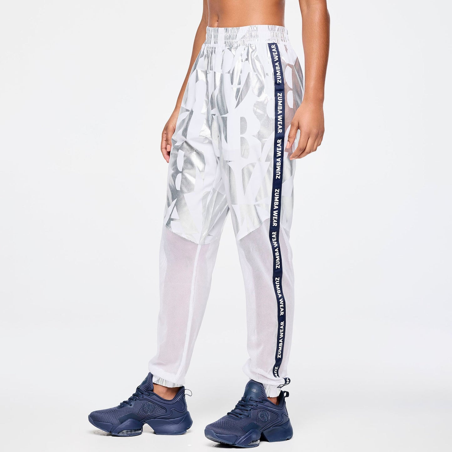 Zumba Out Loud High Waisted Woven Track Pants With Mesh