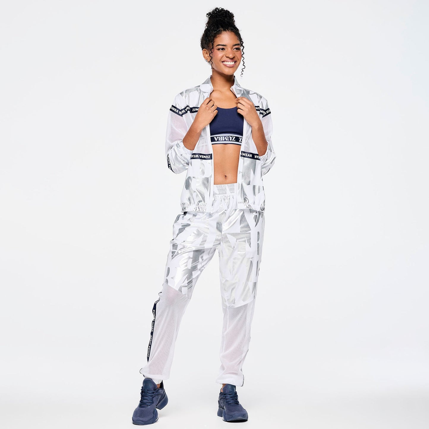 Zumba Out Loud High Waisted Woven Track Pants With Mesh