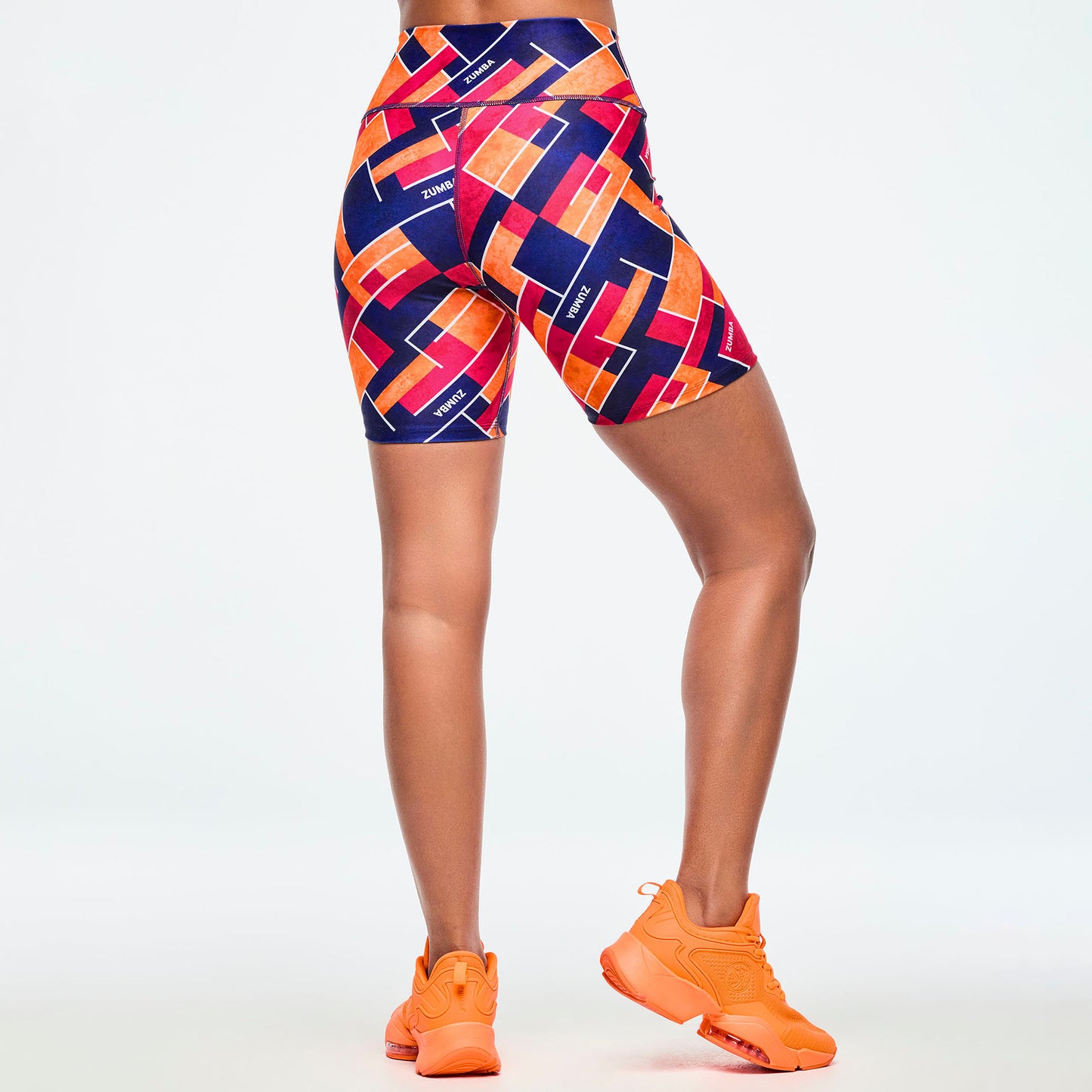 Class of 2001 High Waisted Biker Shorts - Dark Blue/Orange Z1B000651