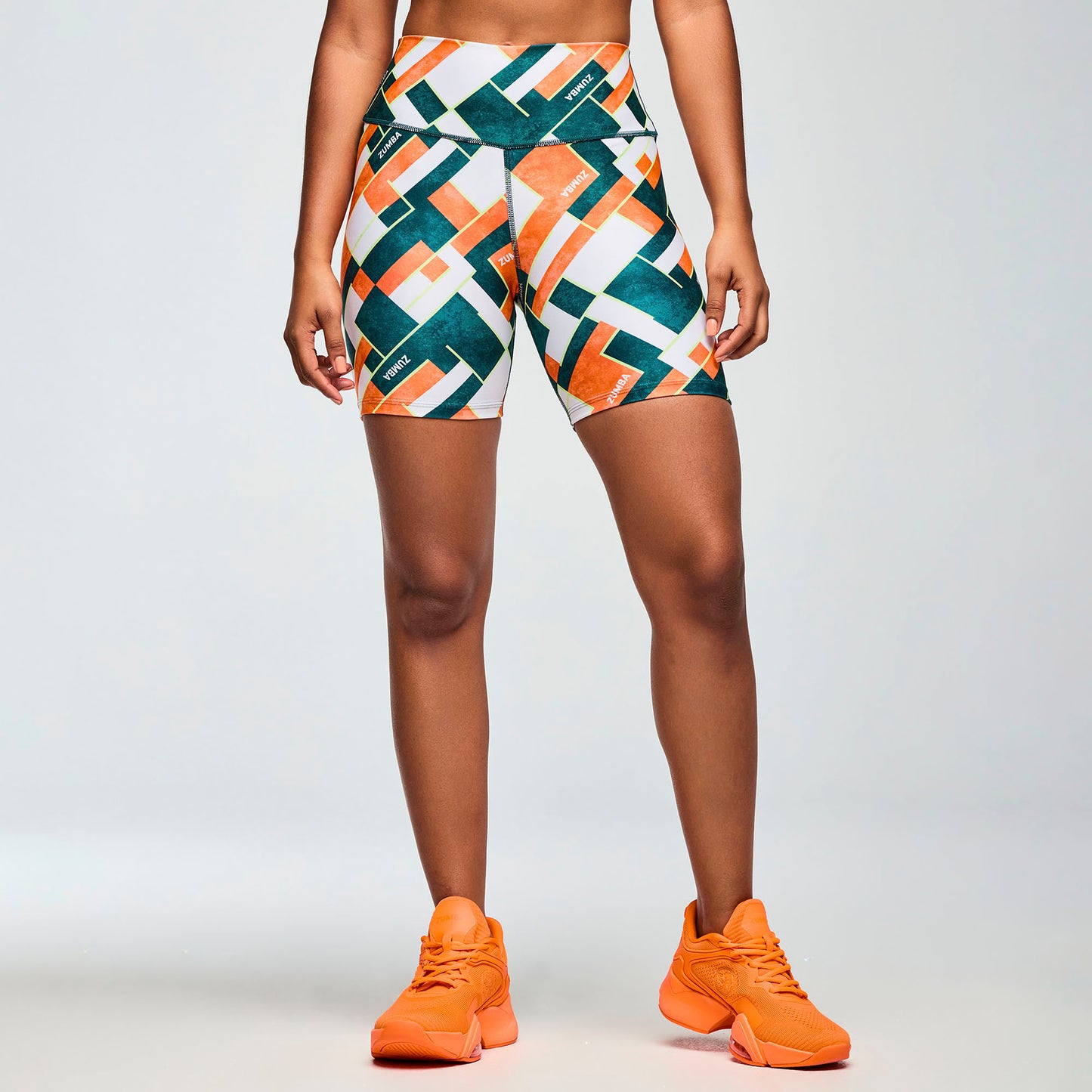 Class of 2001 High Waisted Biker Shorts - White/Orange Z1B000651