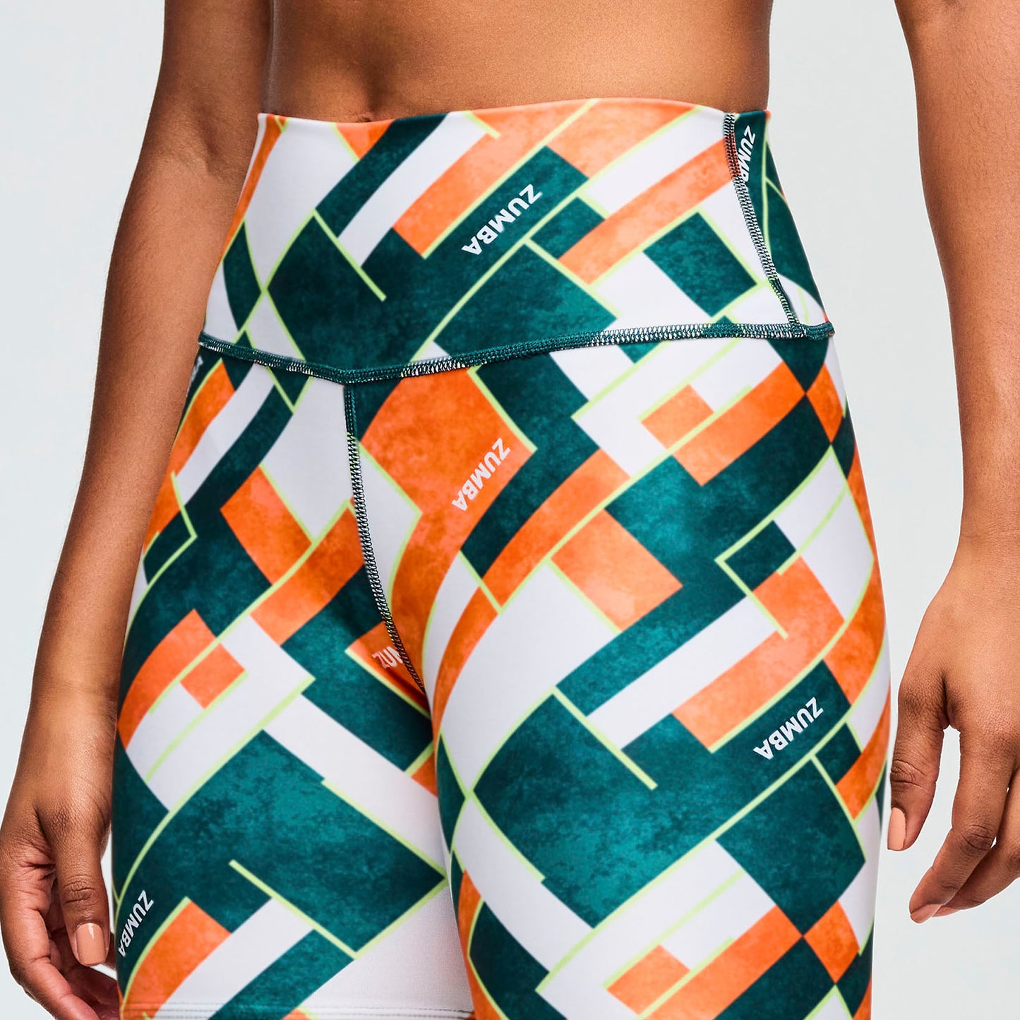 Class of 2001 High Waisted Biker Shorts - White/Orange Z1B000651