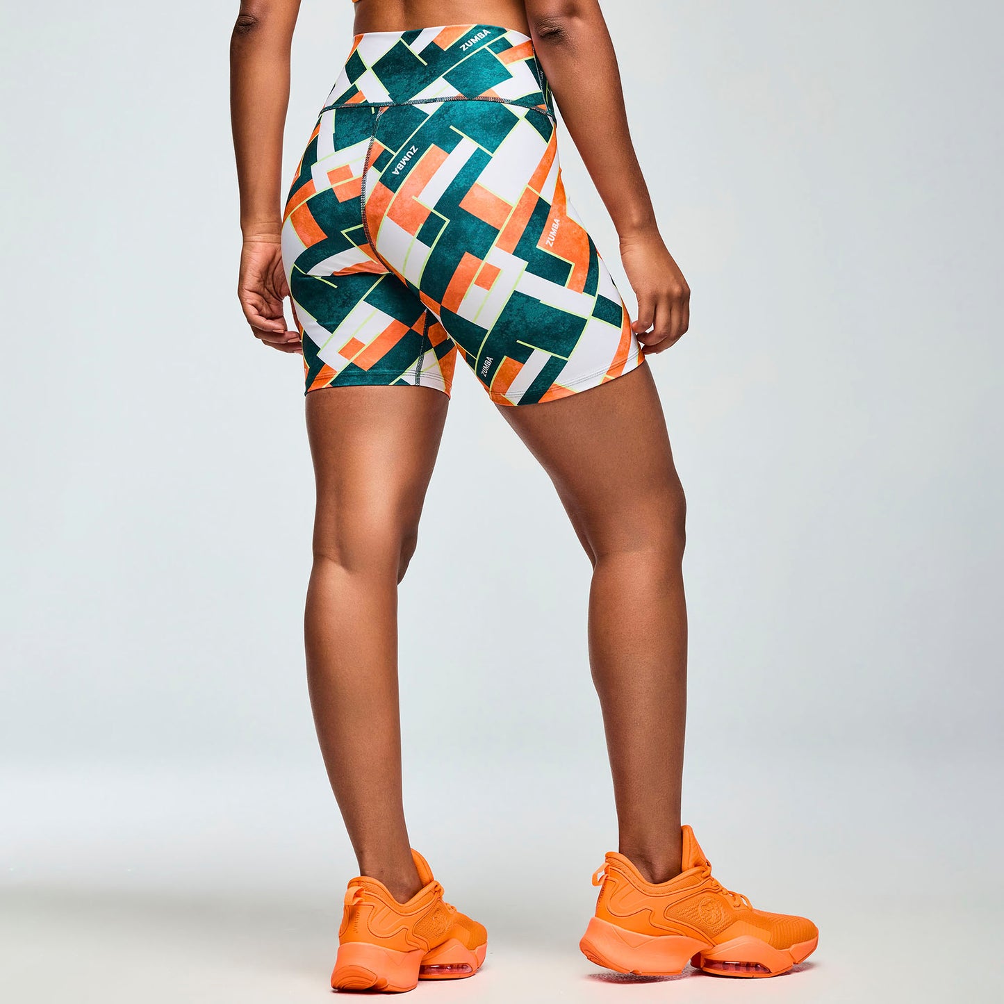 Class of 2001 High Waisted Biker Shorts - White/Orange Z1B000651