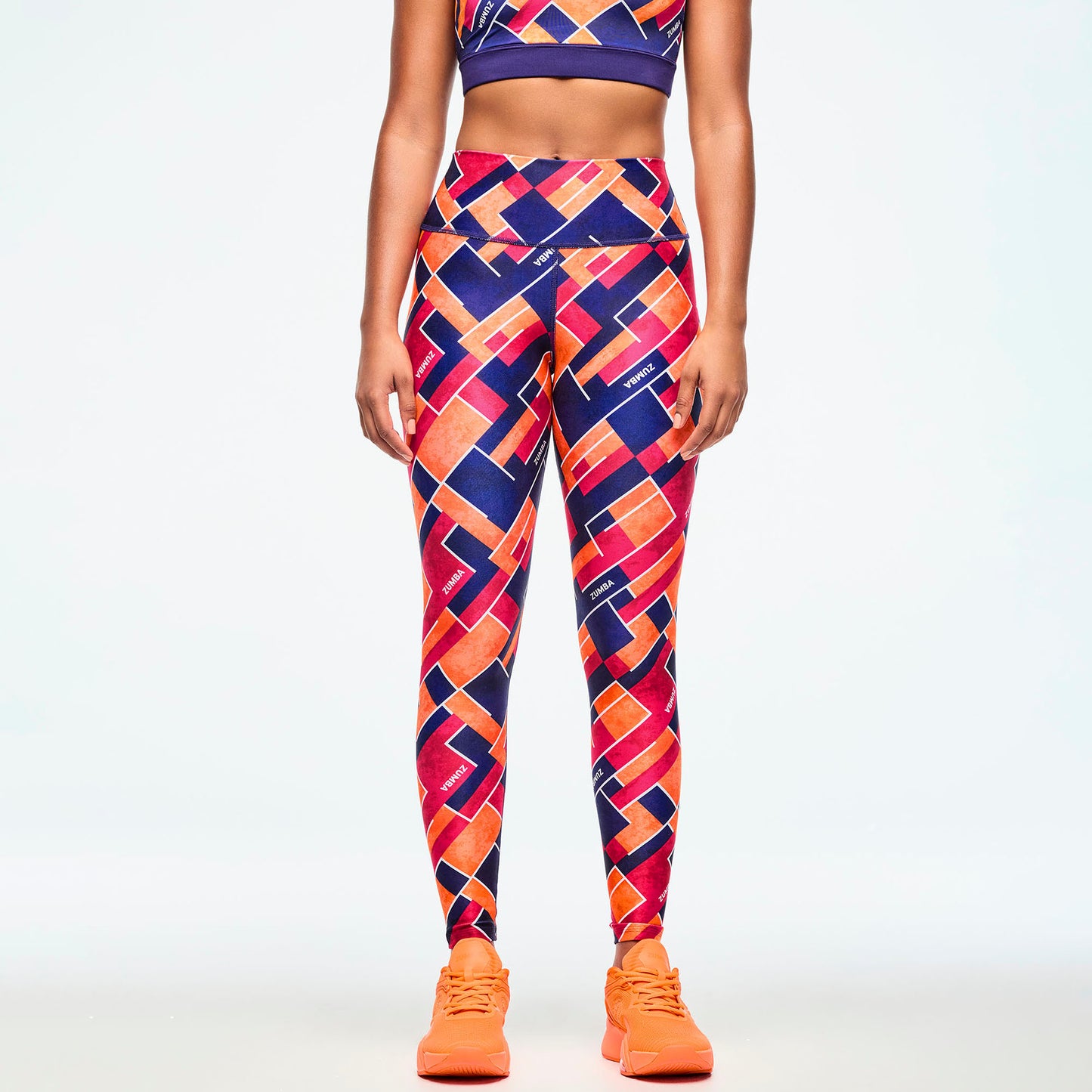 Class of 2001 High Waisted Ankle Leggings - Dark Blue/Orange Z1B000655