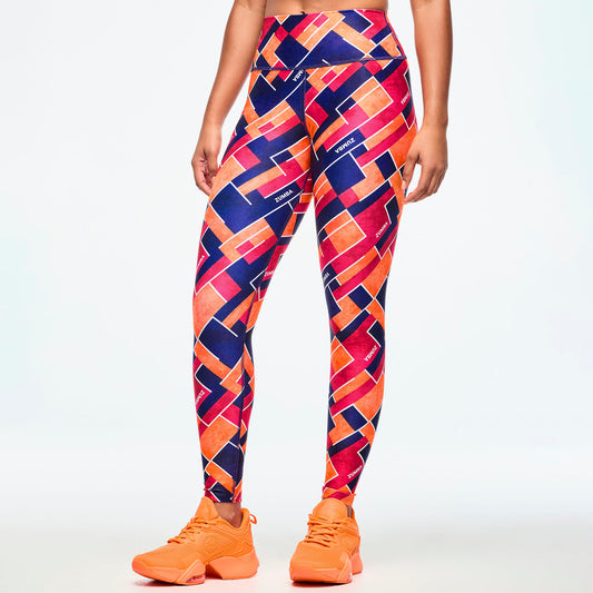 Class of 2001 High Waisted Ankle Leggings - Dark Blue/Orange Z1B000655