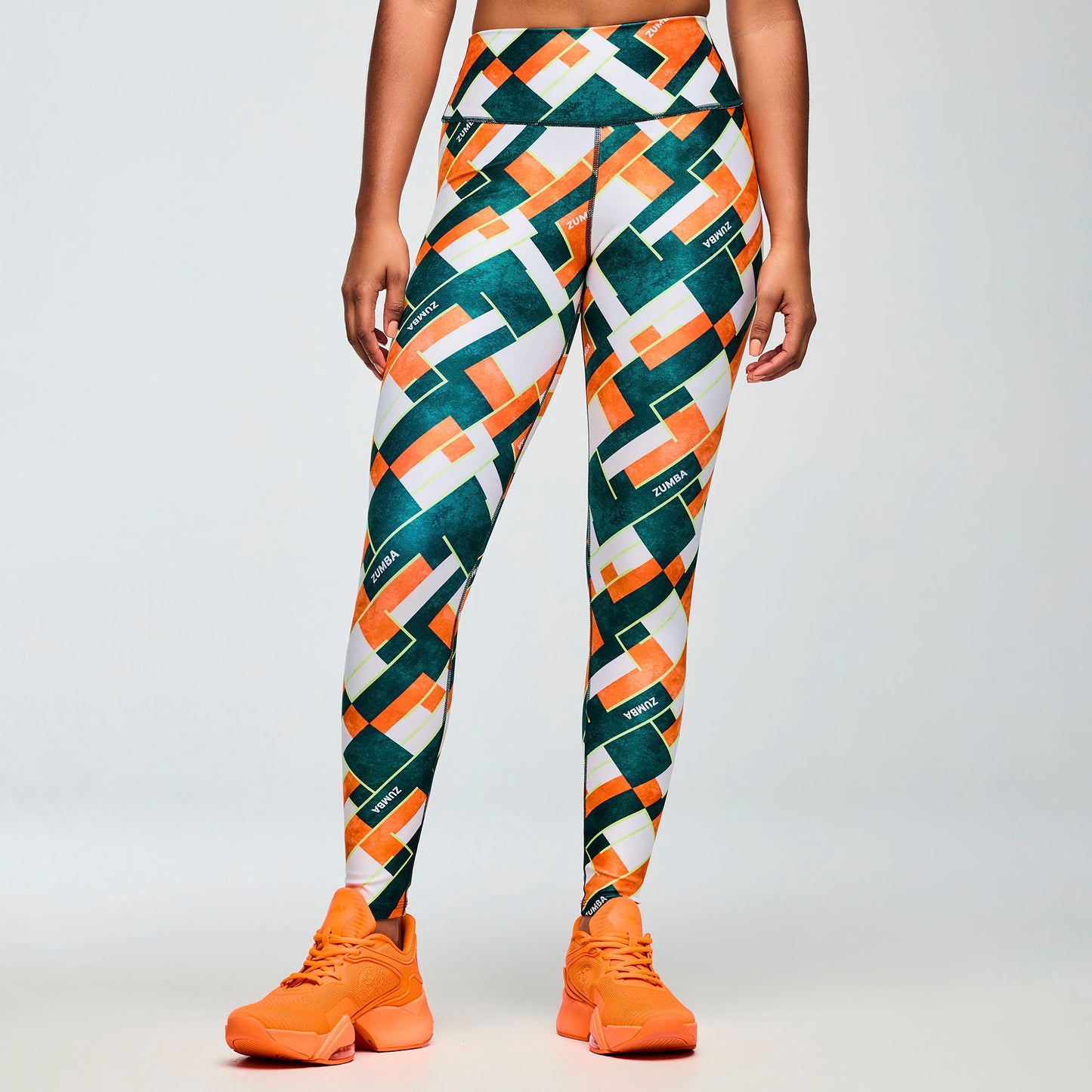 Class of 2001 High Waisted Ankle Leggings - White/Orange Z1B000655